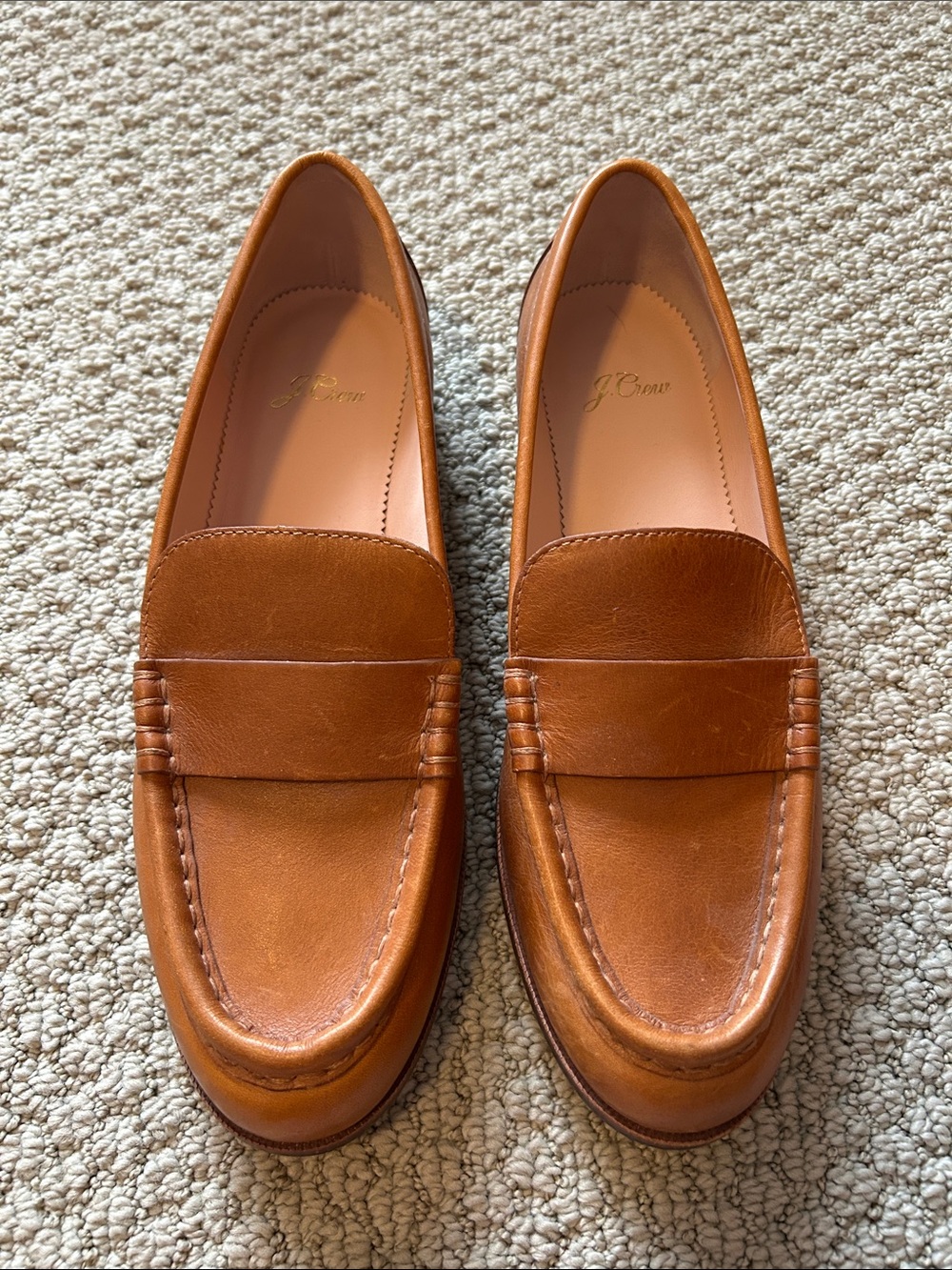 J. Crew Tan Leather Penny Loafers